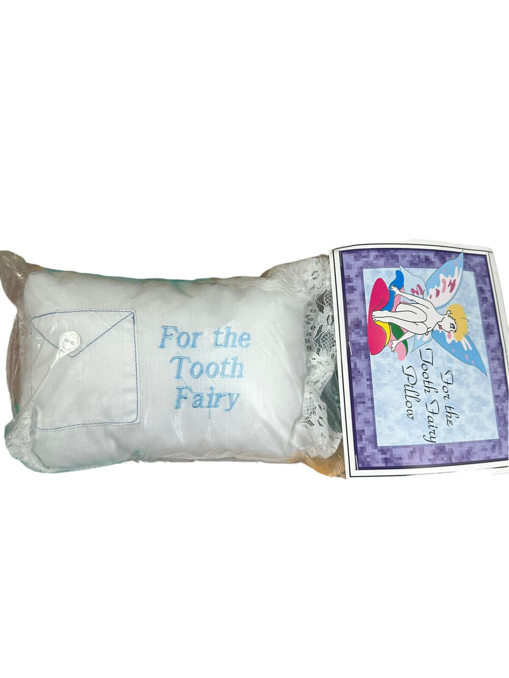 tooth fairy pillow blue embroidered
